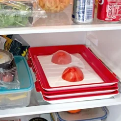 Reusable Food Preserving Tray, Food Preservation Tray, Stacking Food Storage Trays, Environmentally Stackable Food Preserving Trays with Stretch Cover for Various Foods