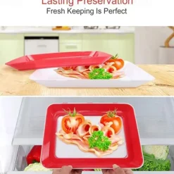 Reusable Food Preserving Tray, Food Preservation Tray, Stacking Food Storage Trays, Environmentally Stackable Food Preserving Trays with Stretch Cover for Various Foods