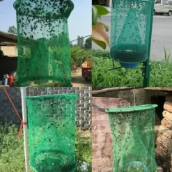 Reusable Ranch Fly Trap,Fly Trap Outdoor Hanging Reusable with Fishing Apparatus | Food Bait Flay Catcher Cage for Indoor or Outdoor Family Farms