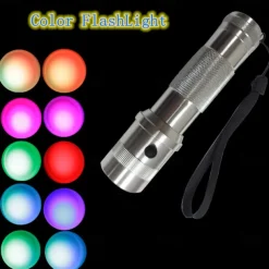 RGB LED Flashlight Color Changing Lamp Torch 10 Colors Light LED Flashlight Emergency Handheld Flashlight for Outdoor Camping