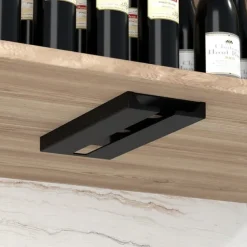 Riipoo Wine Glass Rack Hanger Under Cabinet, Wine Glass Holder Under Shelf, Stemware Rack Black for Cabinet, 2-Pack