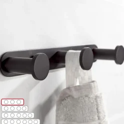 Robe Hook Wall Mounted with 3 or 4 or 5 or 6 Hooks New Design Stainless Steel Bathroom Painted Finishes Black 1pc