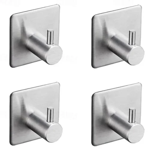 Robe Hook Self-adhesive Contemporary Stainless Steel Bathroom Towel Hook Wall Mounted 4pcs