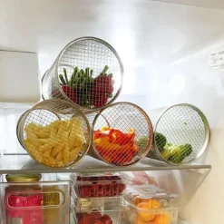 Rolling Grill Basket - SUS304 Stainless Steel Barbecue Cooking Grill Grate - Outdoor Round BBQ Campfire Grill Grid - Camping Picnic Cookware