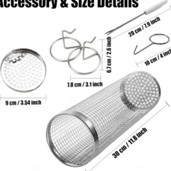 Rolling Grill Basket with Fixed Base Rotatable BBQ Vegetable Grill Basket Stainless Steel BBQ Grilling Mesh Basket for Outdoor Grill Fish Veggies Shrimp Rotisserie Fries Camping Portable BBQ