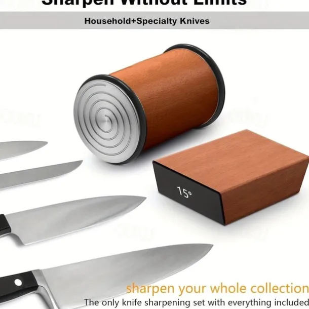 Rolling Knife Sharpener Kit - Easy to Use Knife Sharpening - Knife Sharpeners for Kitchen Knives. Sharpener with Industry Diamonds for Steel of Any Hardness, 15/20° Magnetic Angle Base