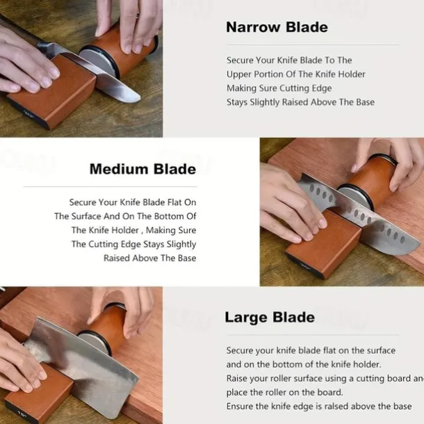 Rolling Knife Sharpener Kit - Easy to Use Knife Sharpening - Knife Sharpeners for Kitchen Knives. Sharpener with Industry Diamonds for Steel of Any Hardness, 15/20° Magnetic Angle Base