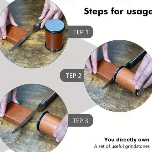 Rolling Knife Sharpener Kit - Easy to Use Knife Sharpening - Knife Sharpeners for Kitchen Knives. Sharpener with Industry Diamonds for Steel of Any Hardness, 15/20° Magnetic Angle Base