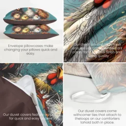 Rooster Funny Duvet Cover Set 100% Cotton Soft and Comfortable Bedding Set with Fun Rooster Print Cozy and Stylish Perfect for Bedroom Decor Easy Care and Machine Washable