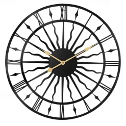 Round Hollow Wall Clock Creative Silent Non-Ticking Wall Clocks Battery Operated Metal Decorative Clock for Living Room Bedroom Kitchen Office 60 cm