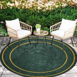 Round Houndstooth Area Rug Floor Decor Non Slip Absorbent Carpet For Entryway Bedroom Living Room Sofa Home Deco