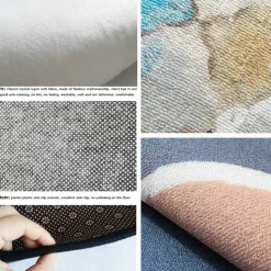 Round Houndstooth Area Rug Floor Decor Non Slip Absorbent Carpet For Entryway Bedroom Living Room Sofa Home Deco