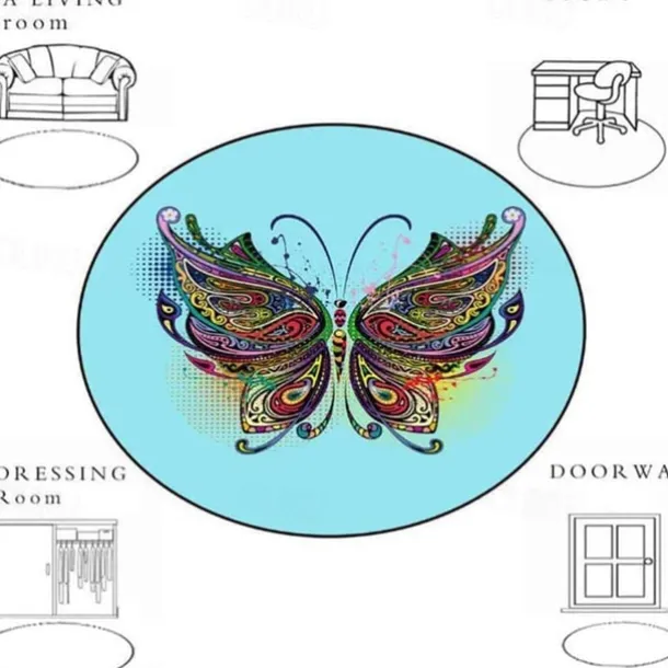 Round Leopard Print Area Rug Floor Decor Non Slip Absorbent Carpet For Entryway Bedroom Living Room Sofa Home Deco