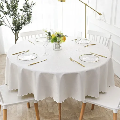 Round Table Cloth Vinyl Tablecloth Wipe Clean Spring Tablecloth Oilcloth Farmhouse Outdoor Picnic Cloth Table Cover For Wedding Dining