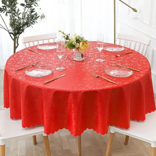 Round Table Cloth Vinyl Tablecloth Wipe Clean Spring Tablecloth Oilcloth Farmhouse Outdoor Picnic Cloth Table Cover For Wedding Dining