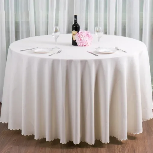 Round Tablecloths Fabric Table Cover Linens for Wedding Party Polyester Reception Banquet Events Kitchen Dining