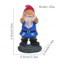 Rude Gnome,Funny Garden Gnomes Colorful Garden Ornaments Double Middle Fingers Resin Statues for Lawn Yard
