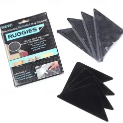 Rug Grippers 4 Pcs Triangle Non Slip Washable Rug Gripper Reusable Removable Anti Curling for Kitchen Rug Area Rug Livingroom Bedroom
