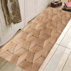 Rug Runner Colour Stripe Floor Mat Door Mat Hallway Carpets Area Rugs Washable for Bedroom Living Room Kitchen Bathroom Anti-Slip Floor Mats Wood lines