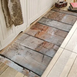 Rug Runner Colour Stripe Floor Mat Door Mat Hallway Carpets Area Rugs Washable for Bedroom Living Room Kitchen Bathroom Anti-Slip Floor Mats Wood lines
