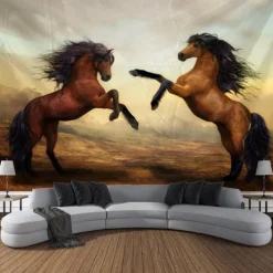 Running Horse Wall Tapestry Art Decorative Blanket Curtain Hanging Family Bedroom Living Room Decoration