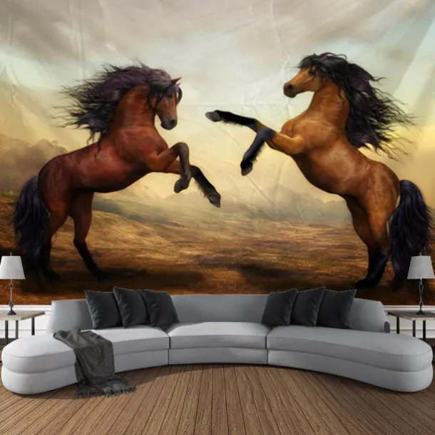 Running Horse Wall Tapestry Art Decorative Blanket Curtain Hanging Family Bedroom Living Room Decoration