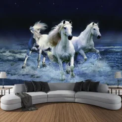 Running Horse Wall Tapestry Art Decorative Blanket Curtain Hanging Family Bedroom Living Room Decoration