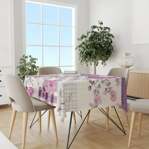 Rural American Floral Pattern Print Rectangle Tablecloth Waterproof Rectangular Table Cloth for Kitchen Dining