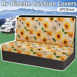 Rv Dinette Cushion Covers Printed Milk Silk All-Season Stretch RV Cushion Cover - Camping Van Seat and Sofa Slipcover for Comfortable and Durable Protection