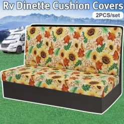 Rv Dinette Cushion Covers Printed Milk Silk All-Season Stretch RV Cushion Cover - Camping Van Seat and Sofa Slipcover for Comfortable and Durable Protection