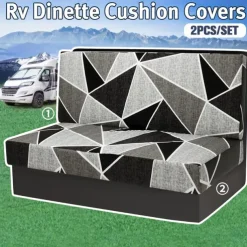 Rv Dinette Cushion Covers Printed Milk Silk All-Season Stretch RV Cushion Cover - Camping Van Seat and Sofa Slipcover for Comfortable and Durable Protection