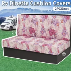 Rv Dinette Cushion Covers Printed Milk Silk All-Season Stretch RV Cushion Cover - Camping Van Seat and Sofa Slipcover for Comfortable and Durable Protection