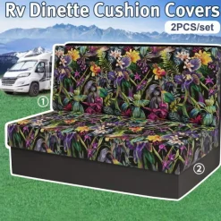 Rv Dinette Cushion Covers Printed Milk Silk All-Season Stretch RV Cushion Cover - Camping Van Seat and Sofa Slipcover for Comfortable and Durable Protection