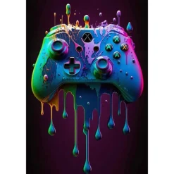 80s 90s Wall Art Colorful Neon Gamer Controller Canvas Poster Fantasy Earphones Esports Gaming Wall Art Painting For Kawaii Room Decor