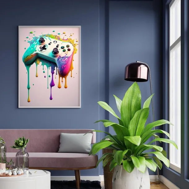 80s 90s Wall Art Colorful Neon Gamer Controller Canvas Poster Fantasy Earphones Esports Gaming Wall Art Painting For Kawaii Room Decor