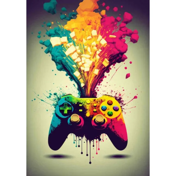 80s 90s Wall Art Colorful Neon Gamer Controller Canvas Poster Fantasy Earphones Esports Gaming Wall Art Painting For Kawaii Room Decor