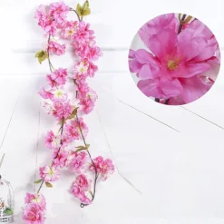 Sakura Rattan Simulation Flower Silk Flower Shape Wedding Decoration Home Venue Decoration,Fake Flowers For Wedding Arch Garden Wall Home Party Hotel Office Arrangement Decoration