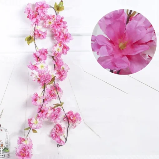 Sakura Rattan Simulation Flower Silk Flower Shape Wedding Decoration Home Venue Decoration,Fake Flowers For Wedding Arch Garden Wall Home Party Hotel Office Arrangement Decoration