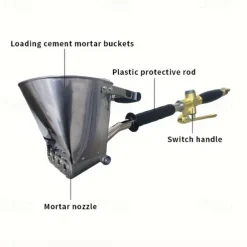 Sand Mortar Spray Gun Wall Gray Shovel Cement Sprayer Gun Wall Painting Concrete Sprayer Tool 65/75cm