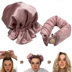 Satin Heatless Curling Set - Curling Stick + Curly Hair Cover, The Zero Heat BUN BONS Curling Set, Big Wave Sleep Lazy Person Curling Hair Artifact, Heatless Curly Hair Set for Women