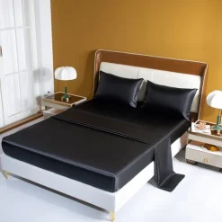 Satin Ice Silk Four-piece Set European American Sheets, Mattress Covers, Pillowcases Bedding