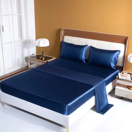 Satin Ice Silk Four-piece Set European American Sheets, Mattress Covers, Pillowcases Bedding