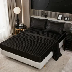 Satin satin ice silk four-piece set European and American sheets, mattress covers and pillowcases