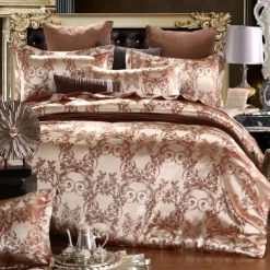 Satin Silk Duvet Cover Bedding Sets Comforter Cover with 1 Duvet Cover or Coverlet，1Sheet，2 Pillowcases for Double/Queen/King(1 Pillowcase for Twin/Single)