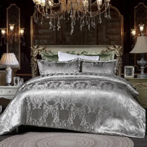 Satin Silk Duvet Cover Bedding Sets Comforter Cover with 1 Duvet Cover or Coverlet，1Sheet，2 Pillowcases for Double/Queen/King(1 Pillowcase for Twin/Single)