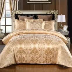 Satin Silk Duvet Cover Bedding Sets Comforter Cover with 1 Duvet Cover or Coverlet，1Sheet，2 Pillowcases for Double/Queen/King(1 Pillowcase for Twin/Single)