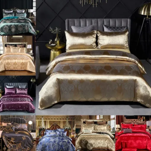 Satin Silk Duvet Cover Bedding Sets Comforter Cover with 1 Duvet Cover or Coverlet，1Sheet，2 Pillowcases for Double/Queen/King(1 Pillowcase for Twin/Single)