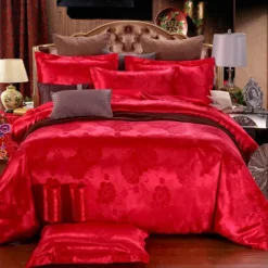 Satin Silk Duvet Cover Bedding Sets Comforter Cover with 1 Duvet Cover or Coverlet，1Sheet，2 Pillowcases for Double/Queen/King(1 Pillowcase for Twin/Single)