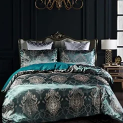 Satin Silk Duvet Cover Bedding Sets Comforter Cover with 1 Duvet Cover or Coverlet，1Sheet，2 Pillowcases for Double/Queen/King(1 Pillowcase for Twin/Single)