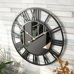 Scandinavian Modern Wind Creative Roman Numerals Mirror Fashion Wall Clock Bedroom Study Decorative Clock Hanging Wall Clock 40cm 50cm